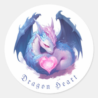 Drache und Herz Runder Aufkleber