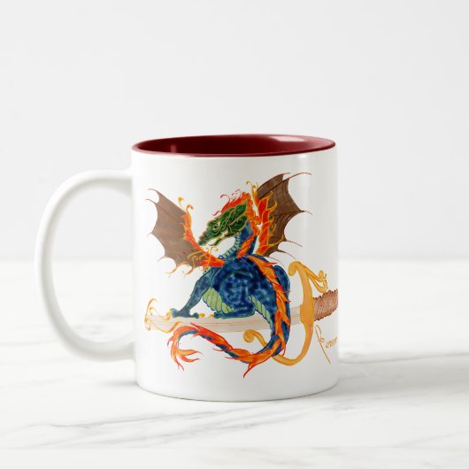 Drache und Klinge Zweifarbige Tasse (Links)