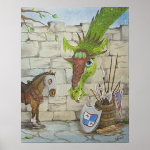 Drache und Kriegspferd-Poster Poster