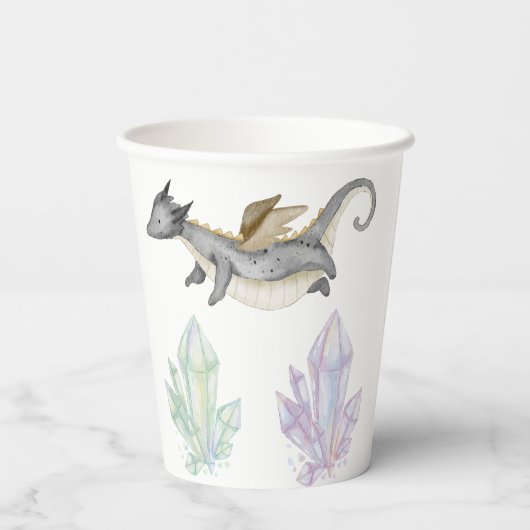 Drache und Kristall Pappbecher (Rückseite)