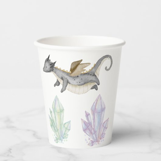 Drache und Kristall Pappbecher (Vorderseite)