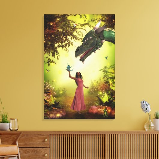 Drache und Mädchen Leinwanddruck (Insitu (Wohnzimmer))