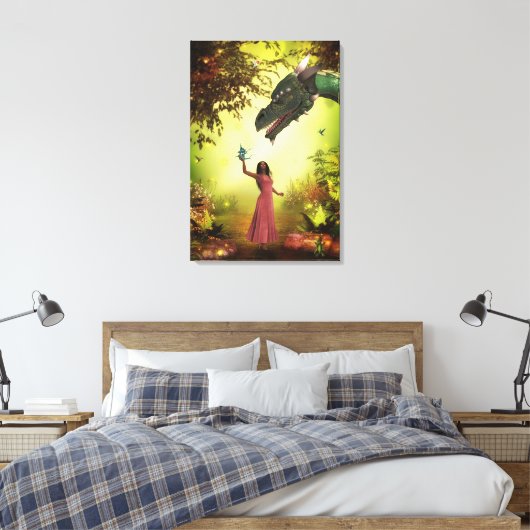Drache und Mädchen Leinwanddruck (Insitu (Schlafzimmer))