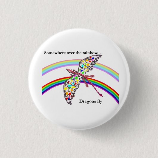 Drache und Regenbogen Button (Vorderseite)
