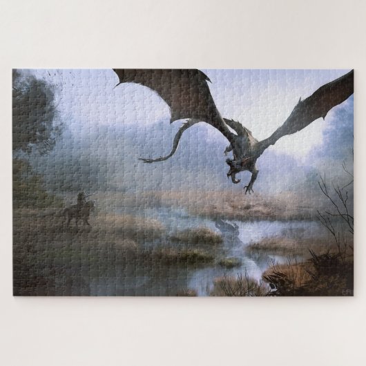 Drache und Reiter im Sumpf-Puzzlespiel Puzzle (Horizontal)