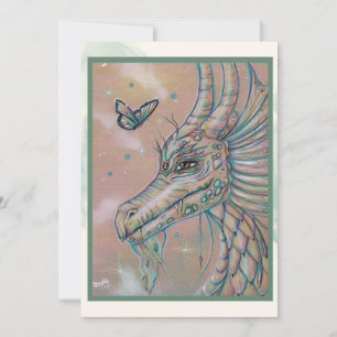 Drache und Schmetterling Fantasy-Kunst von Renee L Feiertagskarte