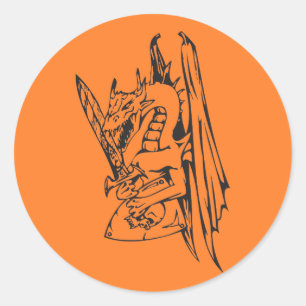 Drache und Schwert Runder Aufkleber