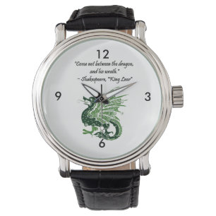 Drache und Seiner Zorn-Shakespeare-Cartoon König  Armbanduhr