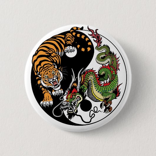 Drache und Tiger yin Yang Button (Vorderseite)