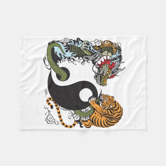 Drache und Tiger yin Yang-Symbol Fleecedecke (Vorderseite (Horizontal))