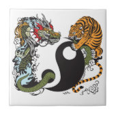 Drache und Tiger yin Yang-Symbol Fliese (Vorderseite)