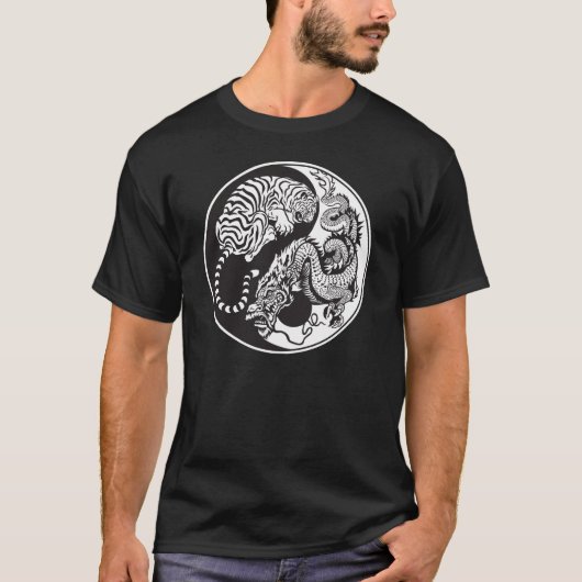 Drache und Tiger yin Yang-Symbol T-Shirt (Vorderseite)