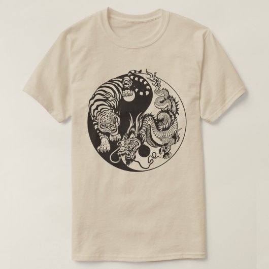 Drache und Tiger yin Yang-Symbol T-Shirt (Design vorne)