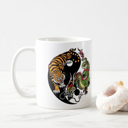Drache und Tigerjang Kaffeetasse (Mit Donut)