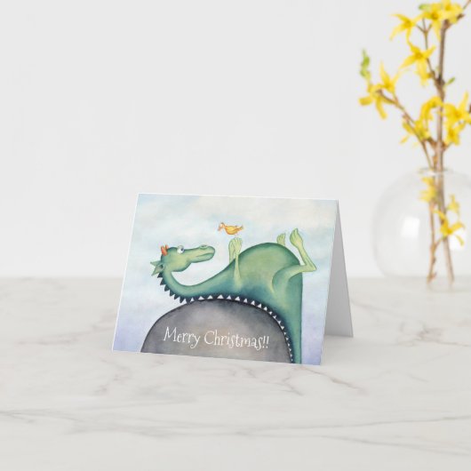 Drache und Vogel Karte (Gelbe Blume)