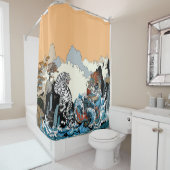 Drache und weißer Tiger. Illustration durch Insima Duschvorhang (Beispiel)