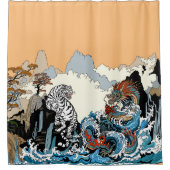 Drache und weißer Tiger. Illustration durch Insima Duschvorhang (Vorderseite)