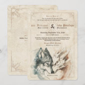 Drache und Wolf Hochzeitseinladung Einladung (Vorne/Hinten)