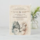 Drache und Wolf Hochzeitseinladung Einladung (Stehend Vorderseite)