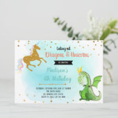 Drache Unicorn-Party Einladung (Stehend Vorderseite)