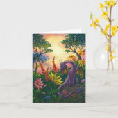 Drache unter dem Blumen notecard Karte (Gelbe Blume)