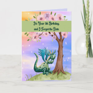 Drache vergisst Datum des 5. Geburtstags Karte