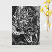 Drache "Viel Glück" Grüße Karte (Gelbe Blume)