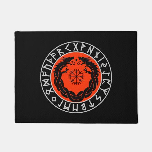 Drache Viking Rune Schutz Fußmatte (Vorderseite)