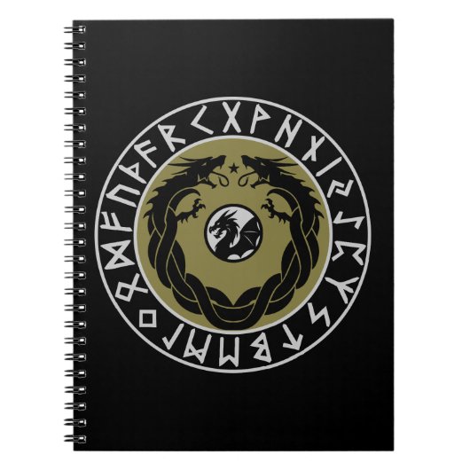 Drache Viking Rune Schutz Notizblock (Vorderseite)