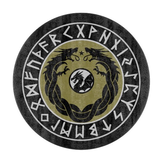 Drache Viking Rune Schutz Schneidebrett (Vorderseite)