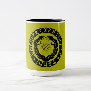Drache Viking Rune Schutz Zweifarbige Tasse