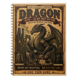 Drache, Vintage-Zirkus-Monster Notizblock