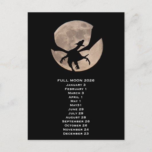 Drache Vollmondphasen 2026 Postkarte (Vorderseite)