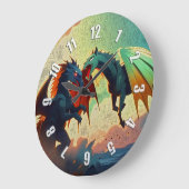 Drache vs Pegasus - Fantasy-Kunst Große Wanduhr (Winkel)