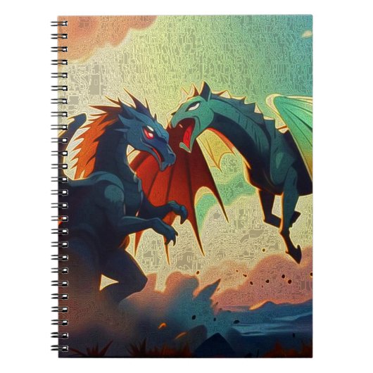 Drache vs Pegasus - Fantasy Kunst Notizblock (Vorderseite)