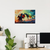 Drache vs Pegasus - Fantasy Kunst Poster (Heimbüro)