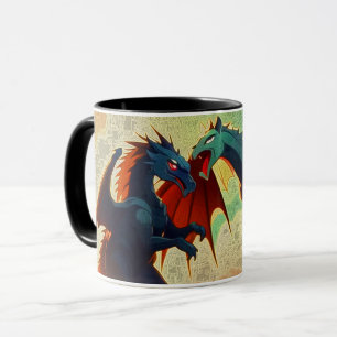 Drache vs Pegasus - Fantasy-Kunst Tasse