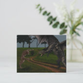 Drache Vs. Werwolf Fantasy Postkarte (Stehend Vorderseite)