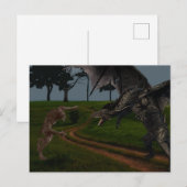 Drache Vs. Werwolf Fantasy Postkarte (Vorne/Hinten)