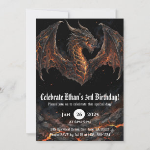 Drache Wasserfarbe Geburtstag Einladung