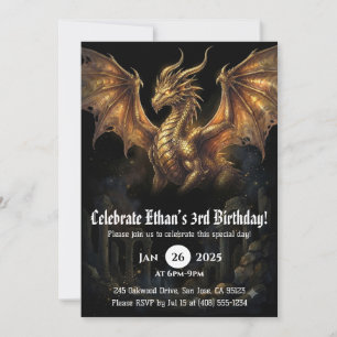 Drache Wasserfarbe Geburtstag Einladung
