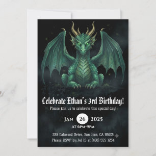 Drache Wasserfarbe Geburtstag Einladung