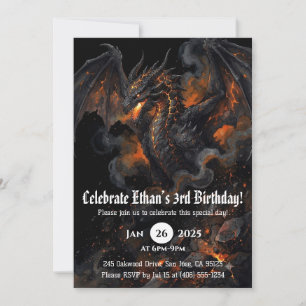 Drache Wasserfarbe Geburtstag Einladung