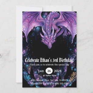 Drache Wasserfarbe Geburtstag Einladung