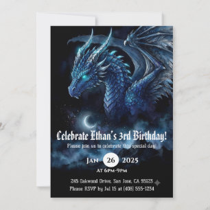 Drache Wasserfarbe Geburtstag Einladung