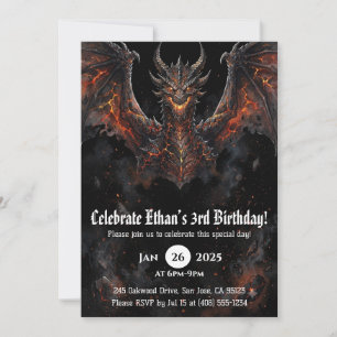 Drache Wasserfarbe Geburtstag Einladung