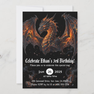 Drache Wasserfarbe Geburtstag Einladung