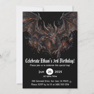 Drache Wasserfarbe Geburtstag Einladung