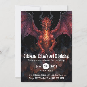 Drache Wasserfarbe Geburtstag Einladung