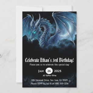 Drache Wasserfarbe Geburtstag Einladung